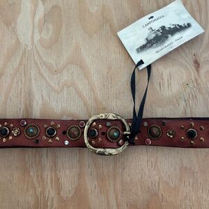 Campomaggi Studded Leather Belt in Borgogna